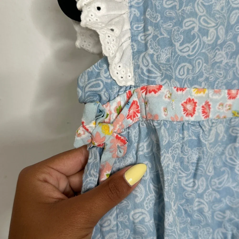 Matilda‎ Jane Baby Girls Blue Paisley Floral Eyelet Lace Bubble Romper 12-18M